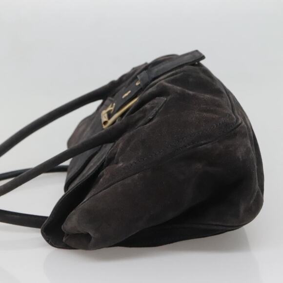 CELINE Large Choquette Hand Bag Suede Black Gold - Picture 4 of 12